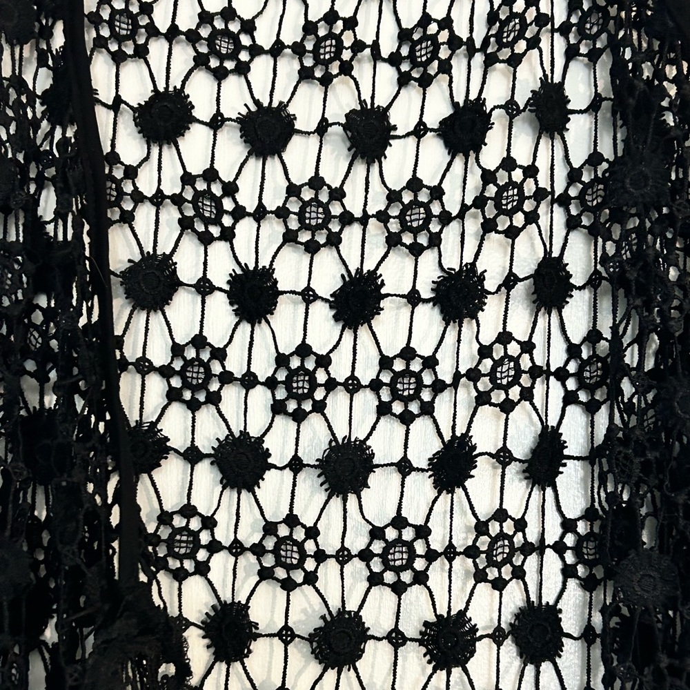 Black crochet long duster
